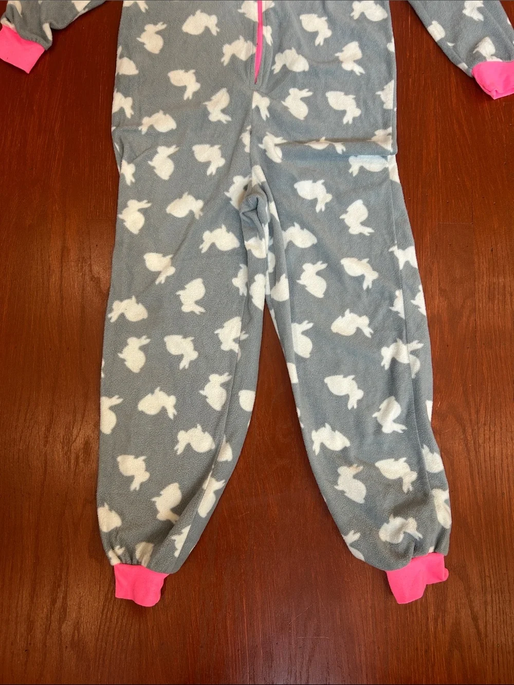Forever 21 Grey Hooded Kids Onesie with Pink Trim